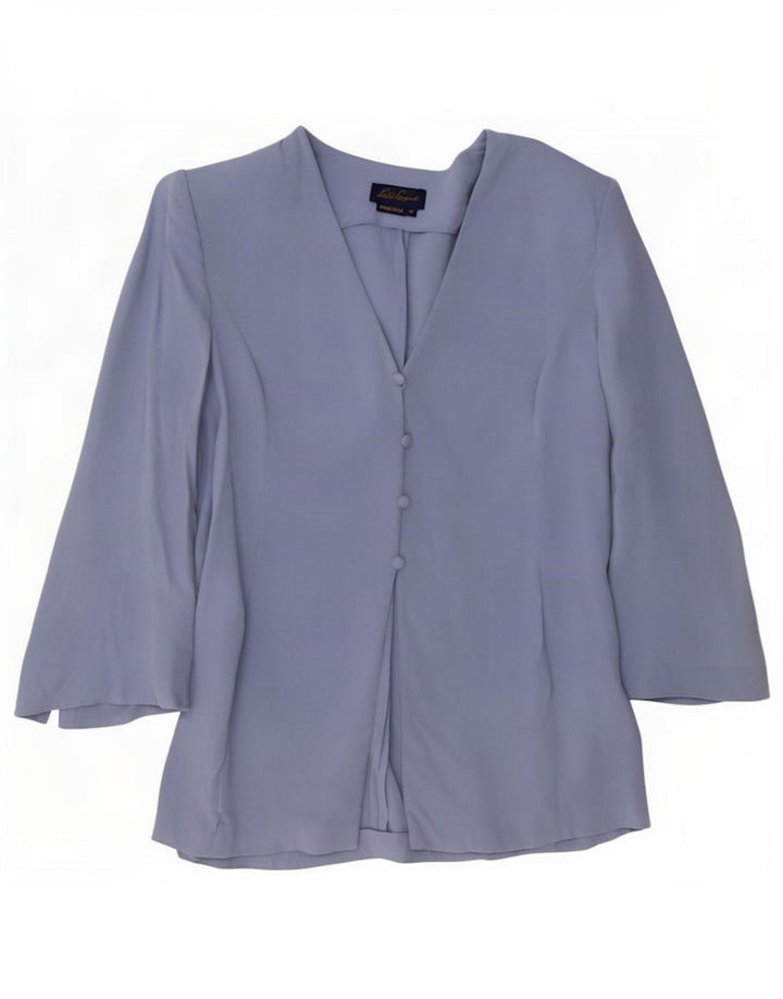 Luisa Spagnoli Dame Cardigan Top UK 14 Medium Blue Silk