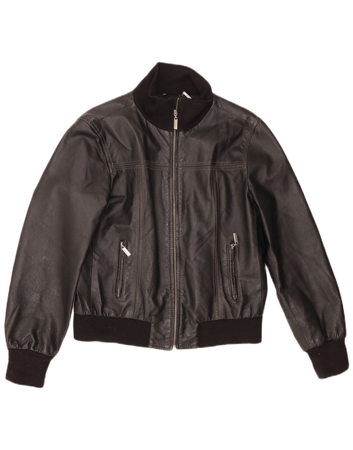 Conbipel Womens Bomber Læderjakke IT 48 XL Sort Colourblock