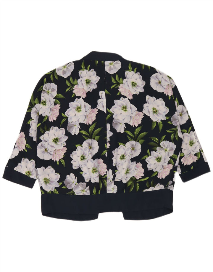 Oasis Dame Oversized Cardigan Top UK 12 Medium Navy Blue Floral