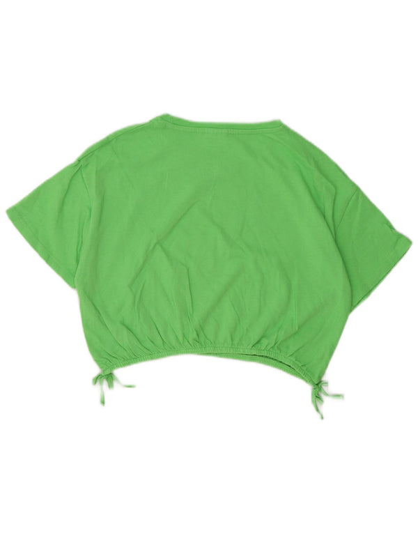 Zara Girls Crop Bluse Top 11-12 År Grøn Bomuld