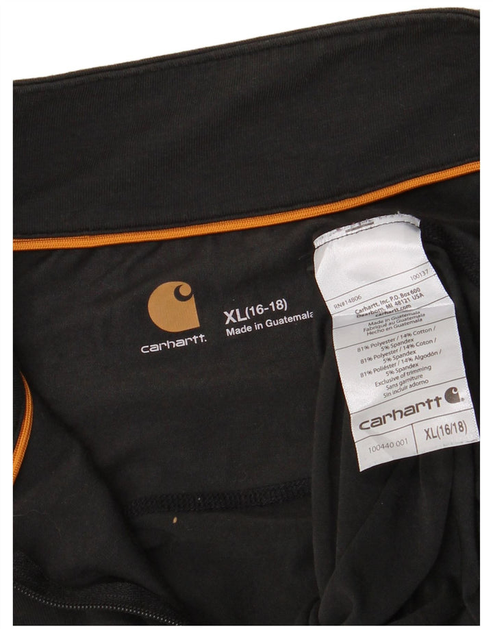 Carhartt Kvinders Zip Neck Top Langærmet US 16/18 XL Sort Polyester