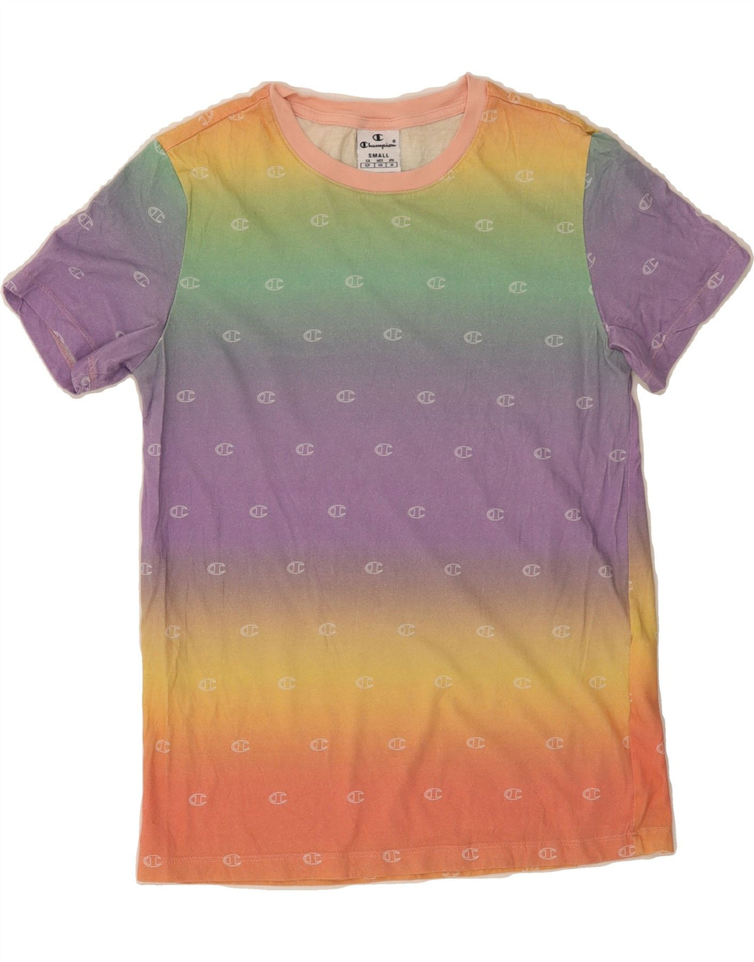 CHAMPION Womens Graphic T-Shirt Top UK 10 Small Multicoloured Colourblock Vintage Champion and Second-Hand Champion from Messina Hembry 