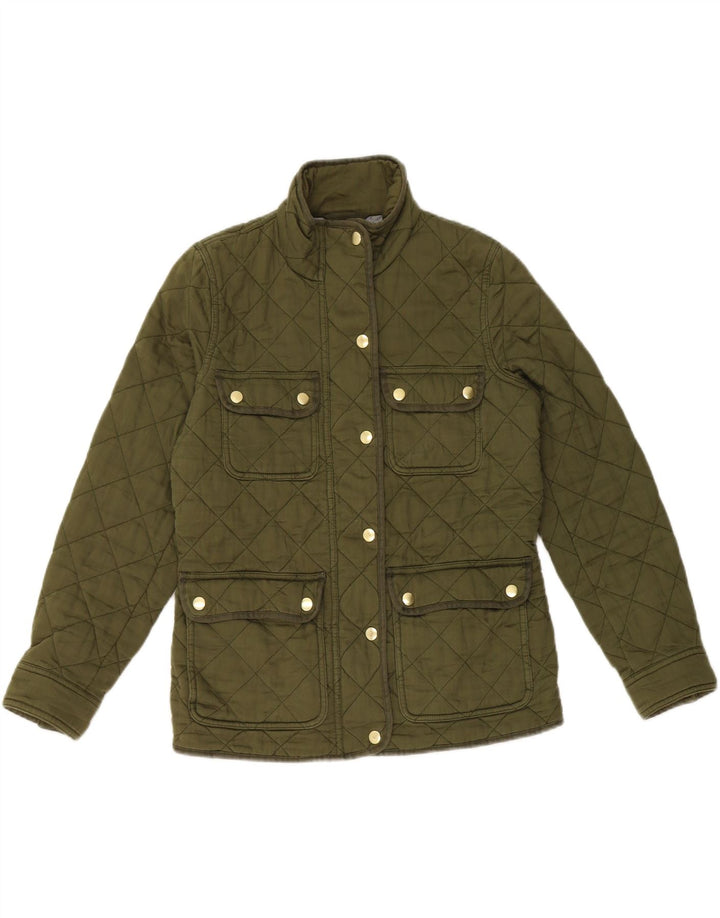 J. CREW Quiltet jakke til kvinder UK 10 Small Khaki Cotton
