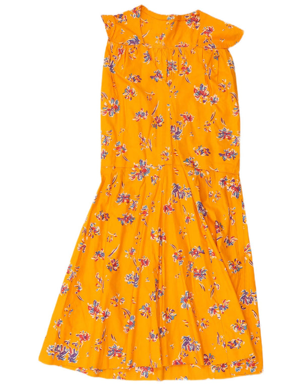 Vintage ærmeløs solkjole til kvinder UK 10 Small Yellow Floral