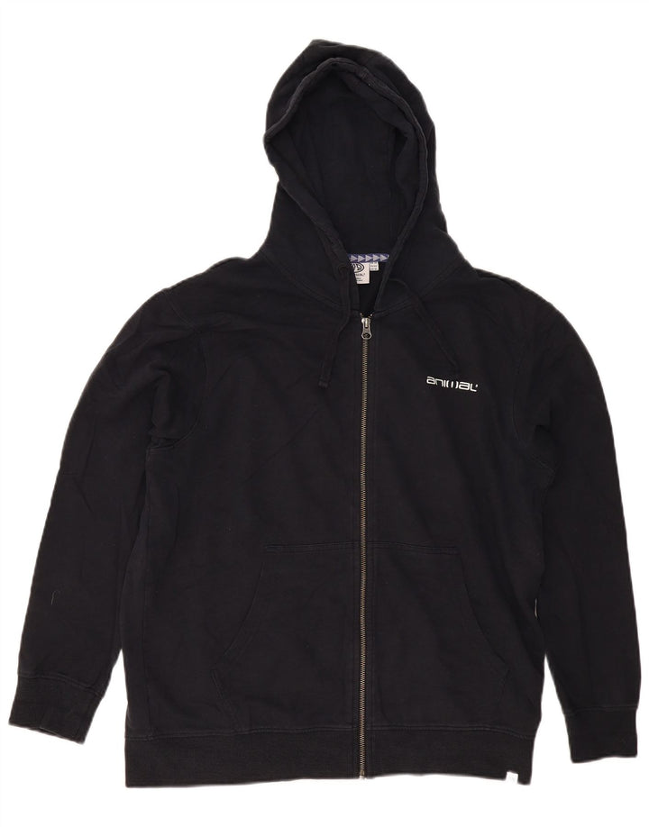 ANIMAL Dame Hættetrøje Sweater UK 14 Stor Sort Bomuld