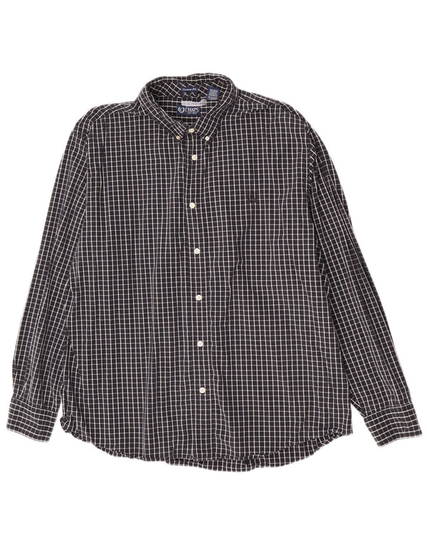 Chaps Herre Custom Fit skjorte 2XL sort ternet bomuld