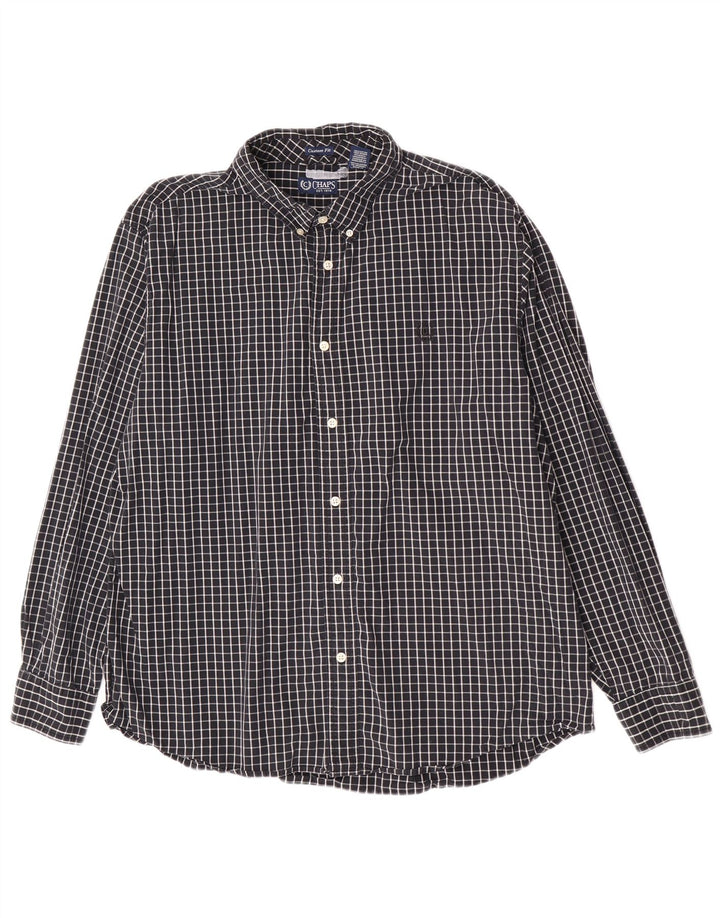 Chaps Herre Custom Fit skjorte 2XL sort ternet bomuld