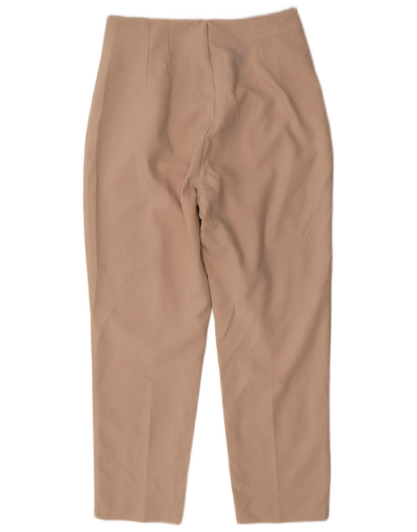 Zara kvinders højtaljede koniske jakkesætsbukser Large W30 L28 Beige Polyester