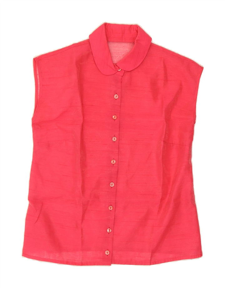 VINTAGE Womens See Through Sleeveless Shirt Blouse UK 12 Medium Pink Vintage Vintage and Second-Hand Vintage from Messina Hembry 