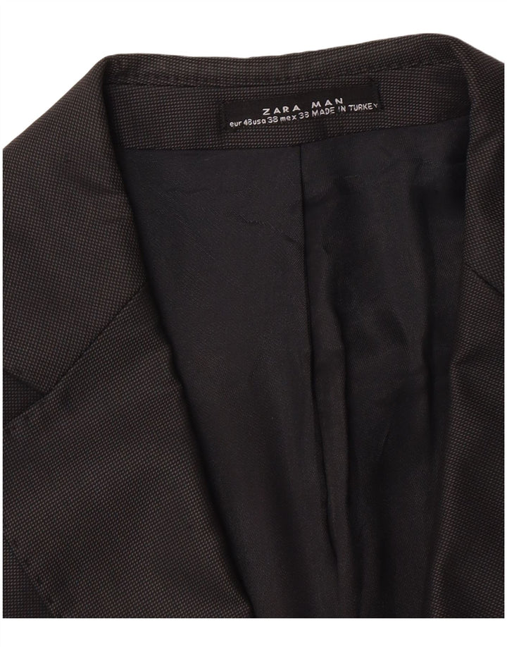 Zara Herre 2-knaps blazerjakke EU 48 Medium Sort