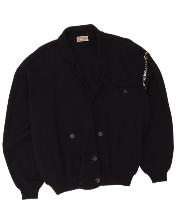 Les Copains Dame Cardigan Sweater UK 18 XL Marineblå Uld