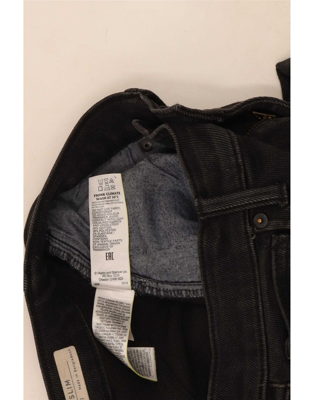 Marks & Spencer Dame Slim Jeans W30 L29 Sort Bomuld