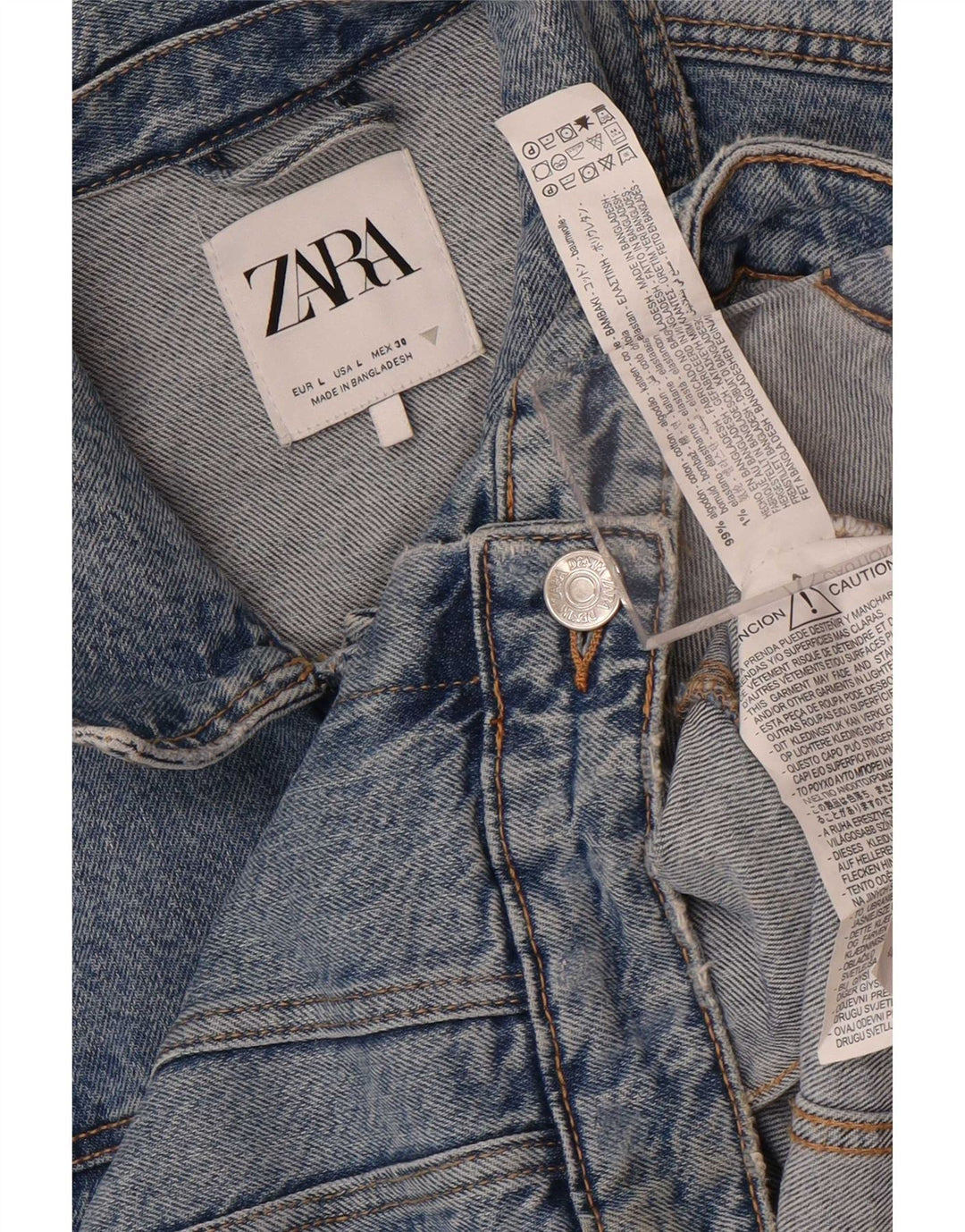 Zara Womens Denim Jacket UK 14 Large Blue Cotton