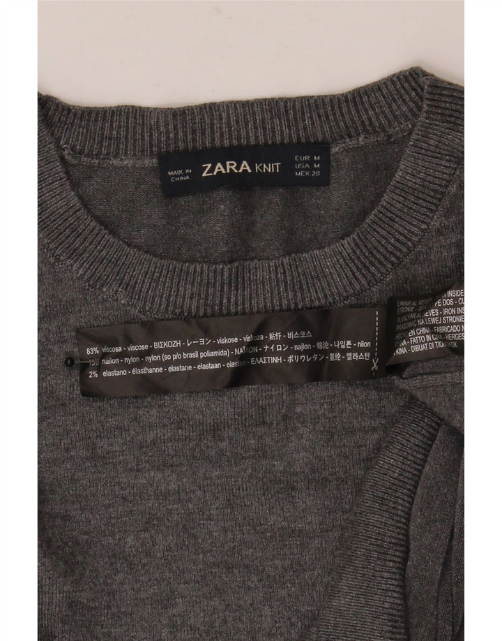 Zara Dame sweater med rund hals DK 12 Medium Grå Viscose