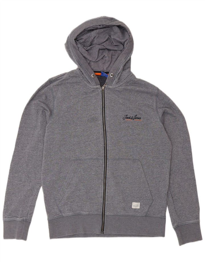Jack & Jones Hættetrøje med lynlås til mænd mellemgrå Flecked Polyester