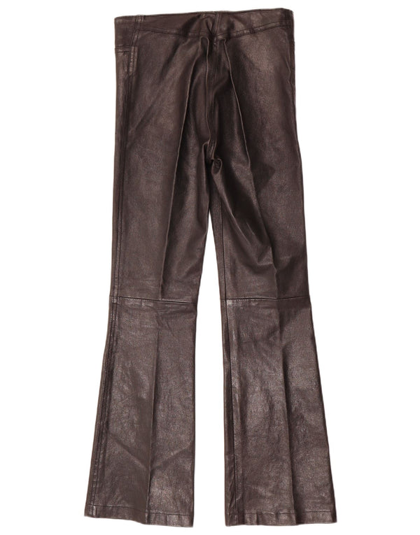 Vintage Dame Flare Læderbukser W28 L30 Sort