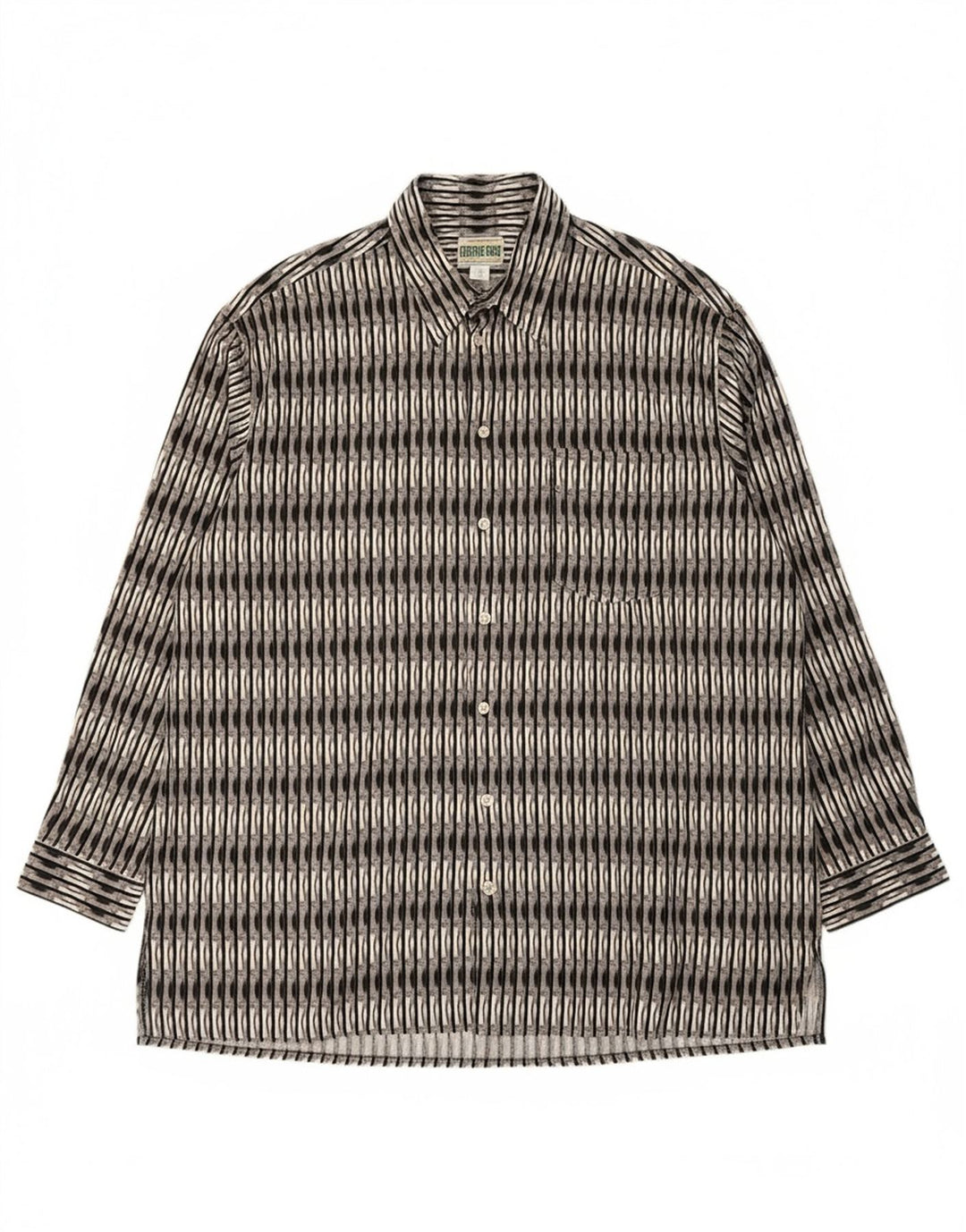 VINTAGE Mens Shirt Size 43/44 16 Large Grey Geometric Cotton
