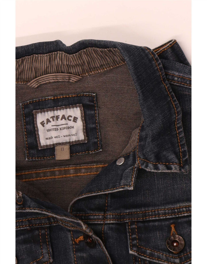 Fat Face Dame Denim Jacket UK 8 Small Navy Blue Cotton