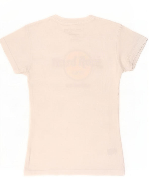 Hard Rock Cafe Kvinder Barcelona Grafisk T-Shirt Top UK 10 Small White