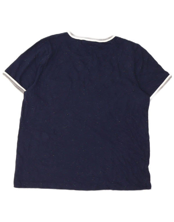 J. Crew Dame T-Shirt Top UK 16 Stor Marineblå Flecked Bomuld
