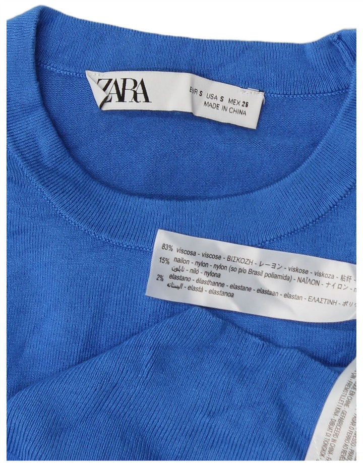 Zara Dame sweater med rund hals DK 10 Small Blue Viscose