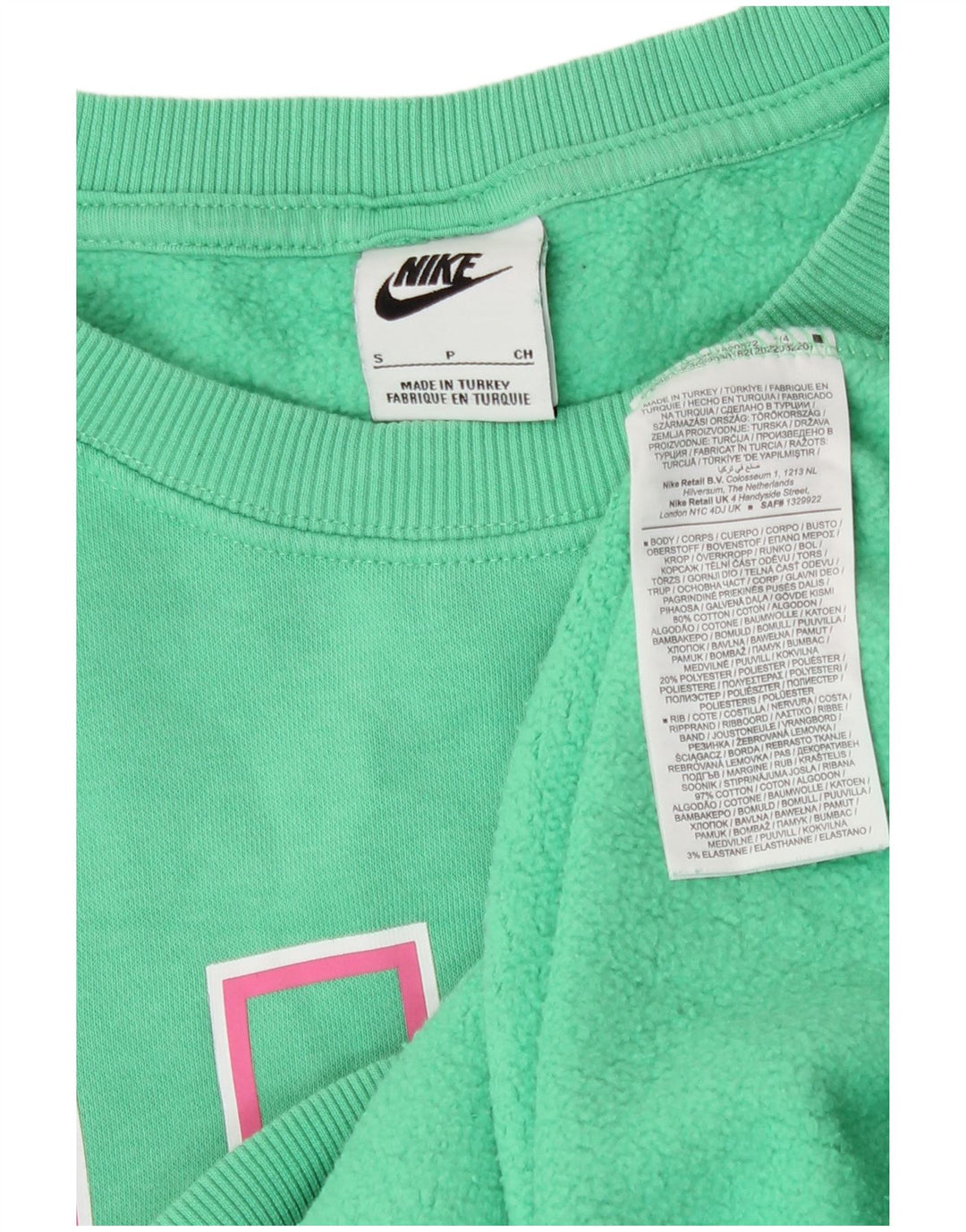 Nike Womens Graphic Oversized Sweatshirt Jumper UK 10 Small Green Bomuld
