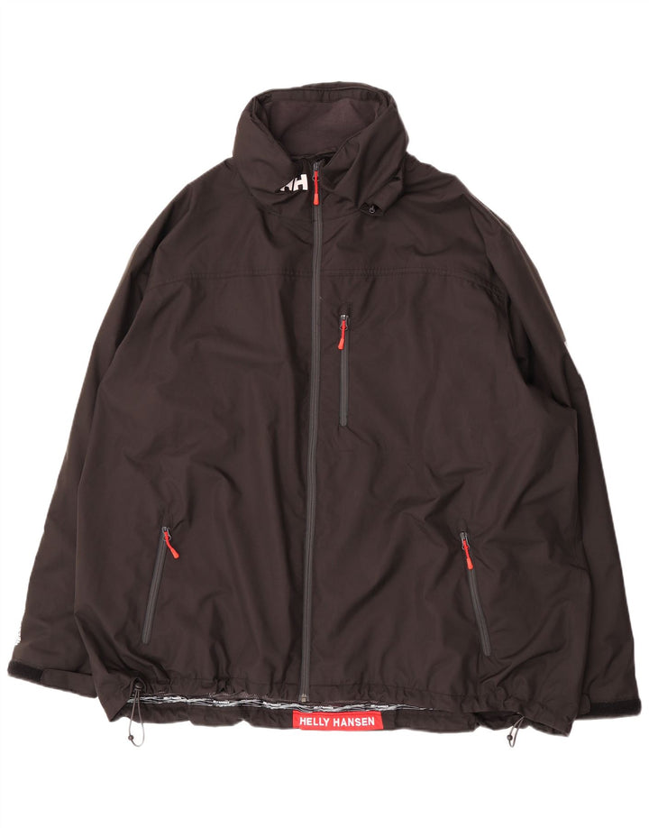 Helly Hansen Herre Grafisk Hætte Regnjakke UK 46 3XL Sort Polyester