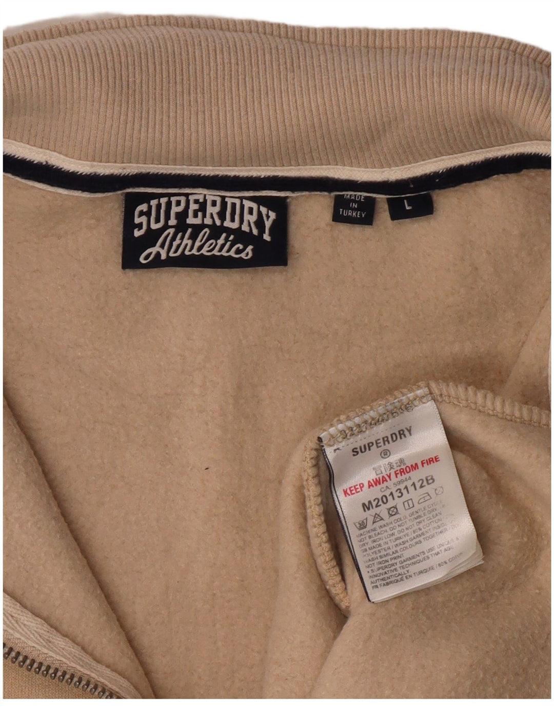 SUPERDRY Sweatshirt med lynlås til mænd, stor beige bomuld