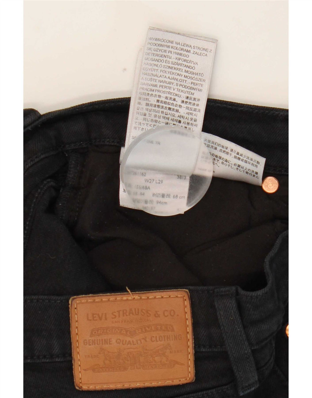 Levi's Dame Ribcage Straight Jeans W27 L29 Sort Bomuld