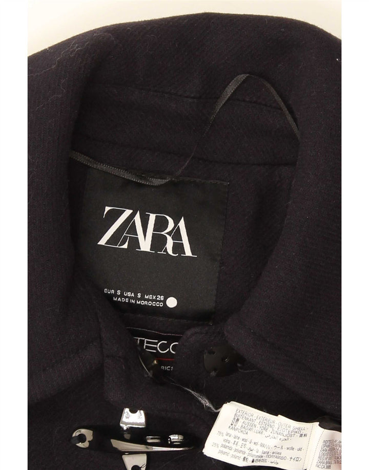 Zara Dame Oversized Overfrakke UK 10 Small Navy Blue Uld