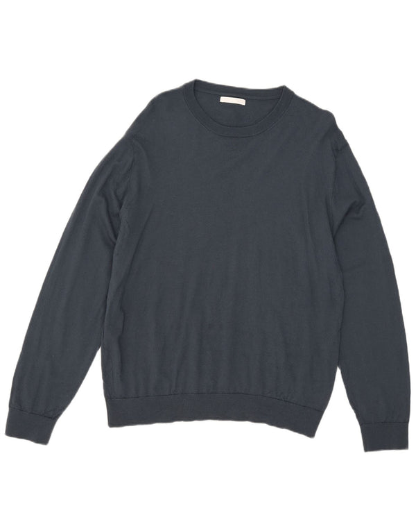 Zara Herre Boat Neck Jumper Sweater XL Navy Blue Uld
