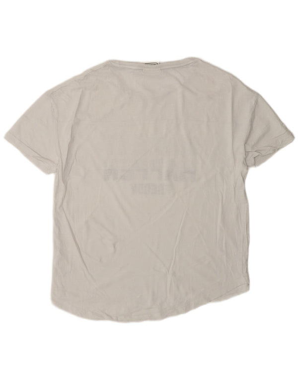 Freddy Kvinder Oversized Grafisk T-Shirt Top UK 10 Small White Bomuld