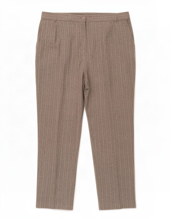 Marks & Spencer Womens Casual Trousers UK 18 XL W40 L19 Grey Pinstripe