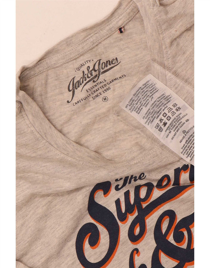 Jack & Jones Herre grafisk T-shirt Top Mellemgrå Flecked Bomuld