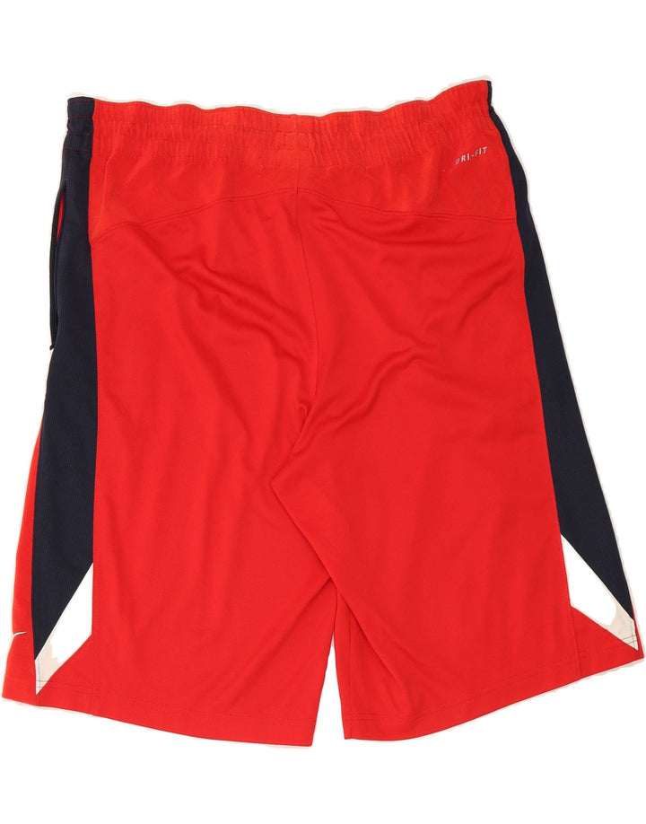 NIKE Mens Dri Fit Sport Shorts Large  Red Colourblock Polyester Vintage Nike and Second-Hand Nike from Messina Hembry 