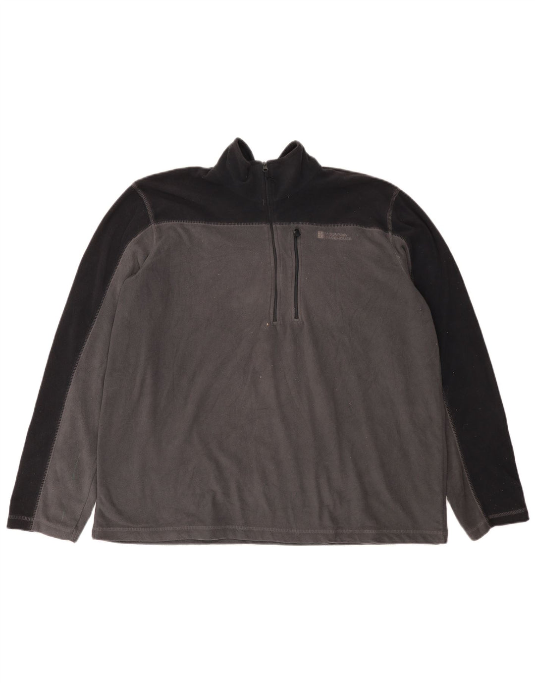MOUNTAIN WAREHOUSE Mens Zip Neck Fleece Jumper XL Grey Colourblock