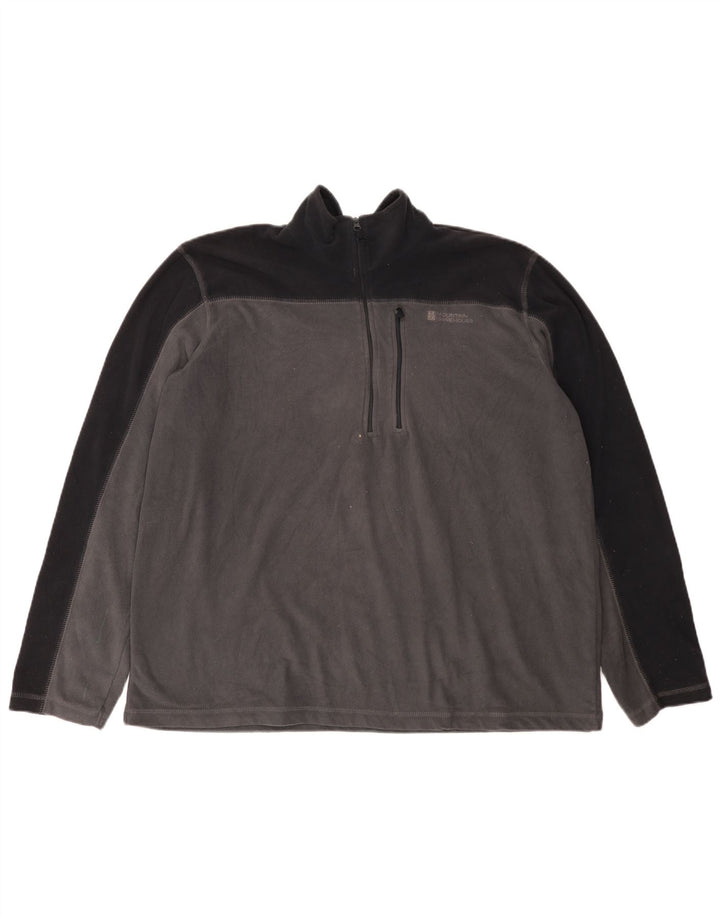 MOUNTAIN WAREHOUSE Mens Zip Neck Fleece Jumper XL Grey Colourblock