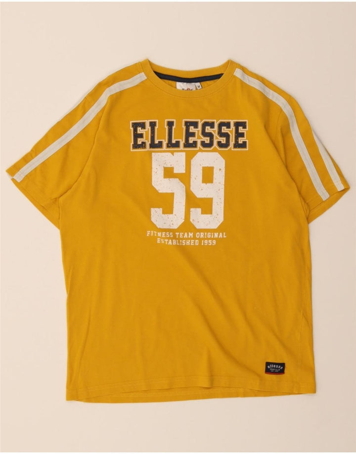 ELLESSE Mens Graphic T-Shirt Top Medium Yellow Cotton Vintage Ellesse and Second-Hand Ellesse from Messina Hembry 