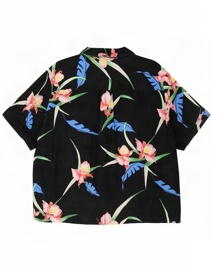 Levi's oversized skjortebluse til kvinder med kort ærmer UK 14 Medium Black Floral