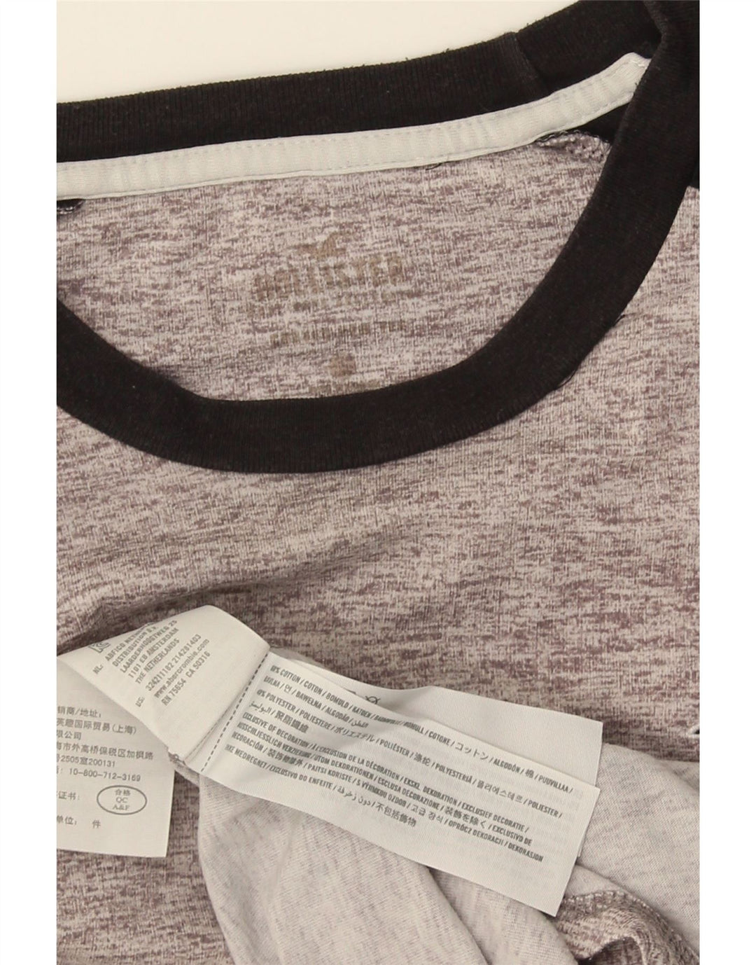 Hollister Herre grafisk top Langærmet mellemgrå Colourblock Bomuld