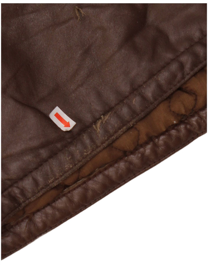 VINTAGE Herre Læderjakke IT 56 3XL Brun