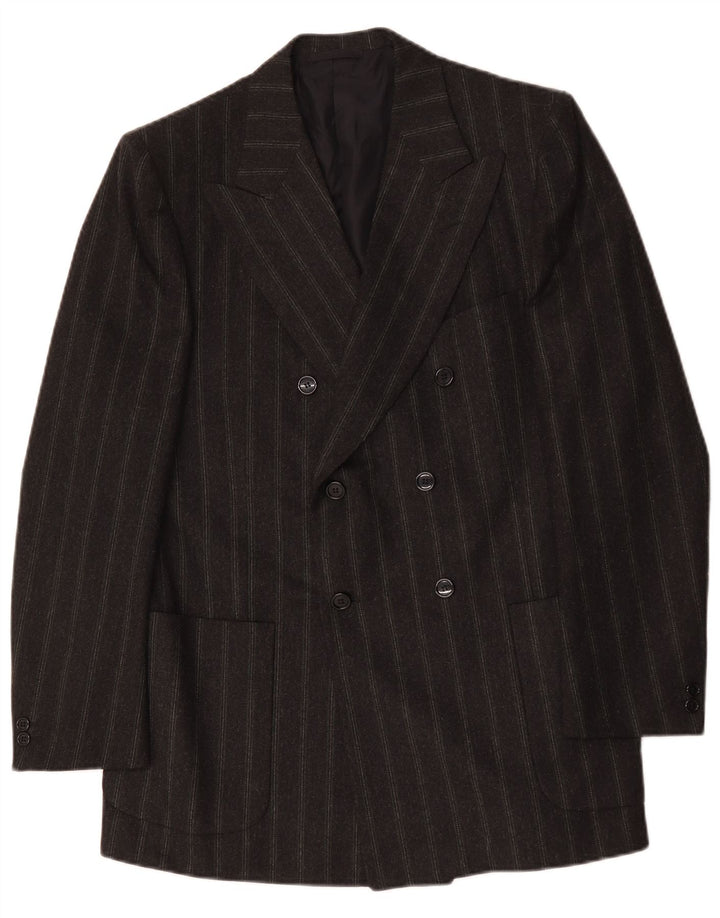 Vintage herre dobbeltradet blazerjakke IT 52 XL Grå nålestribe