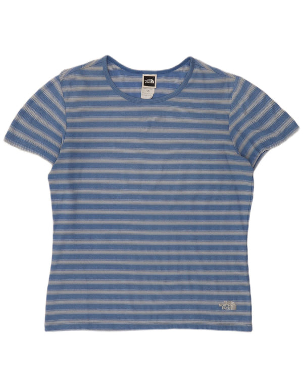 The North Face Dame T-Shirt Top UK 16 Stor Blå Stribet Polyester