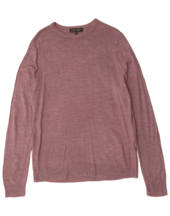 MARKS & SPENCER Herre Boat Neck Jumper Sweater Medium Pink Akryl