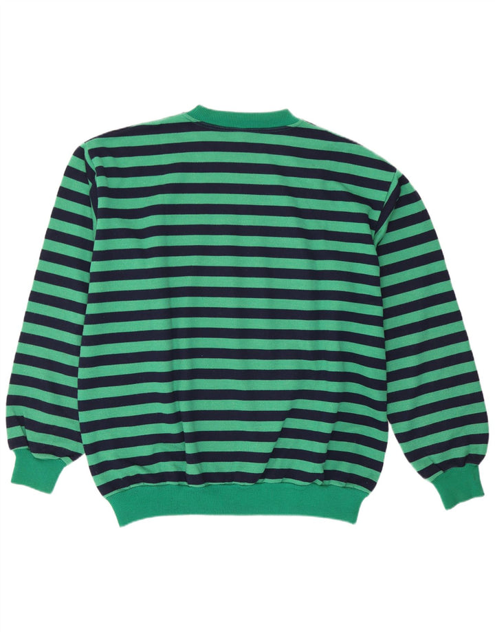 Vintage sweatshirt til mænd, stor grøn stribet bomuld