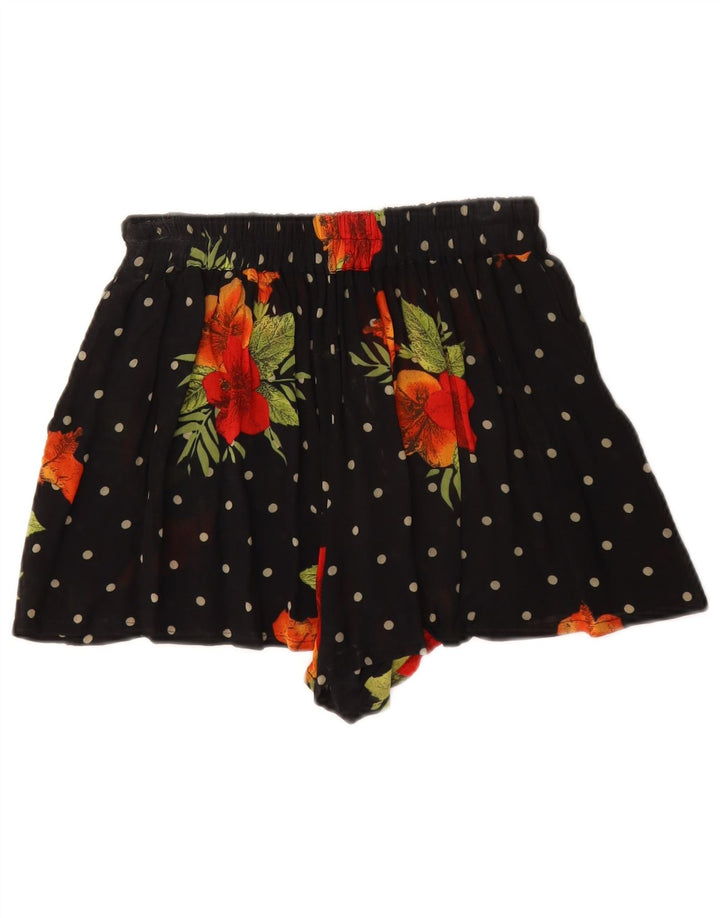 BYBLOS Dame High Waist Hot Pants IT 38 XS W26 Black Floral Viscose