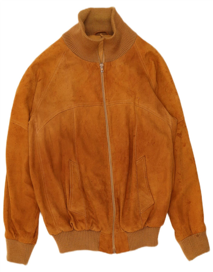 Vintage herre ruskind bomberjakke IT 50 Stort beige læder