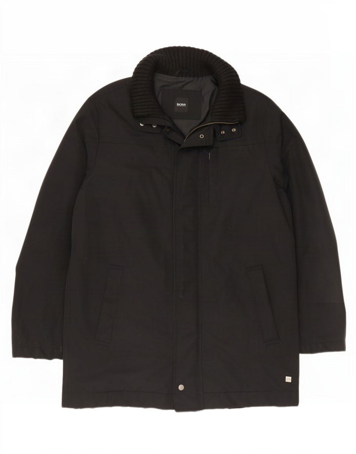 Hugo Boss Herre Overfrakke UK 42 XL Sort Polyester