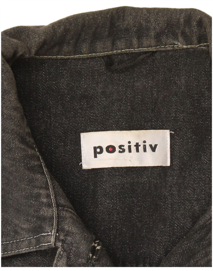 Vintage Dame Crop Denim Jacket UK 12 Medium Grey Colourblock