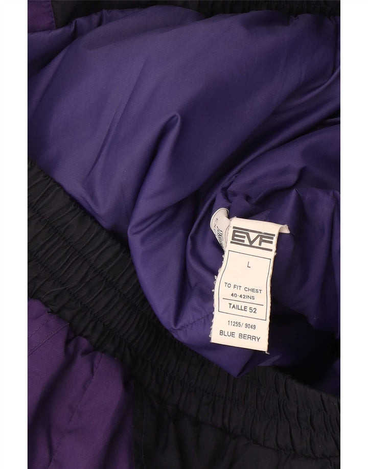 EVF Skijakke med hætte til mænd UK 40 Large Purple Colourblock Polyester